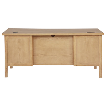 Vermes 66-Inch Transitional Computer Desk with 7 Drawers & Power Outlets – Light Ash (Fully Assembled)