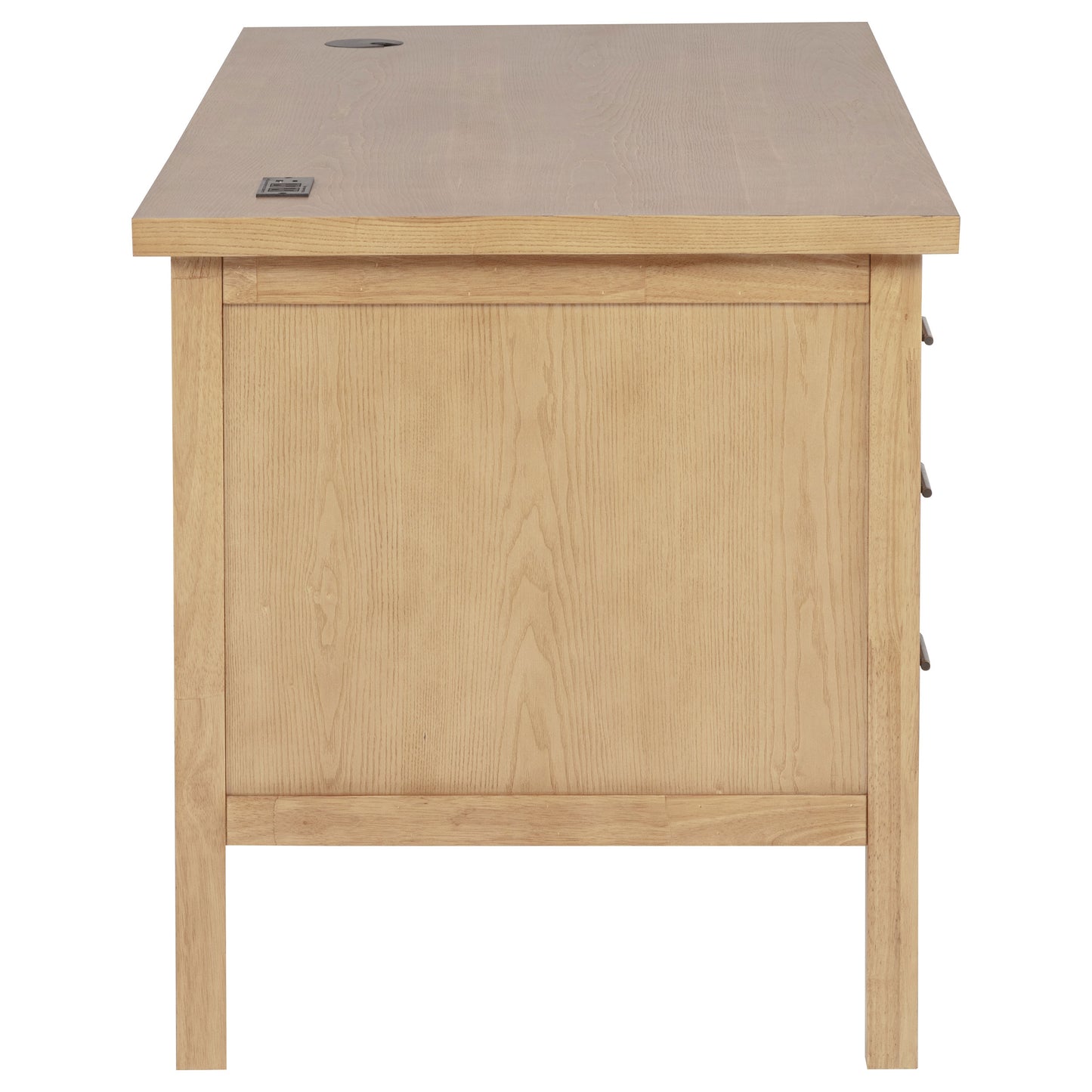 Vermes 66-Inch Transitional Computer Desk with 7 Drawers & Power Outlets – Light Ash (Fully Assembled)