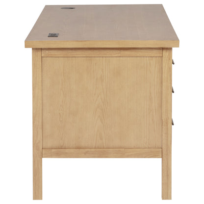 Vermes 66-Inch Transitional Computer Desk with 7 Drawers & Power Outlets – Light Ash (Fully Assembled)