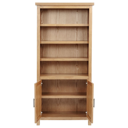 Vermes 34-Inch Transitional Bookcase Cabinet with 2 Doors & 3 Open Shelves – Light Ash