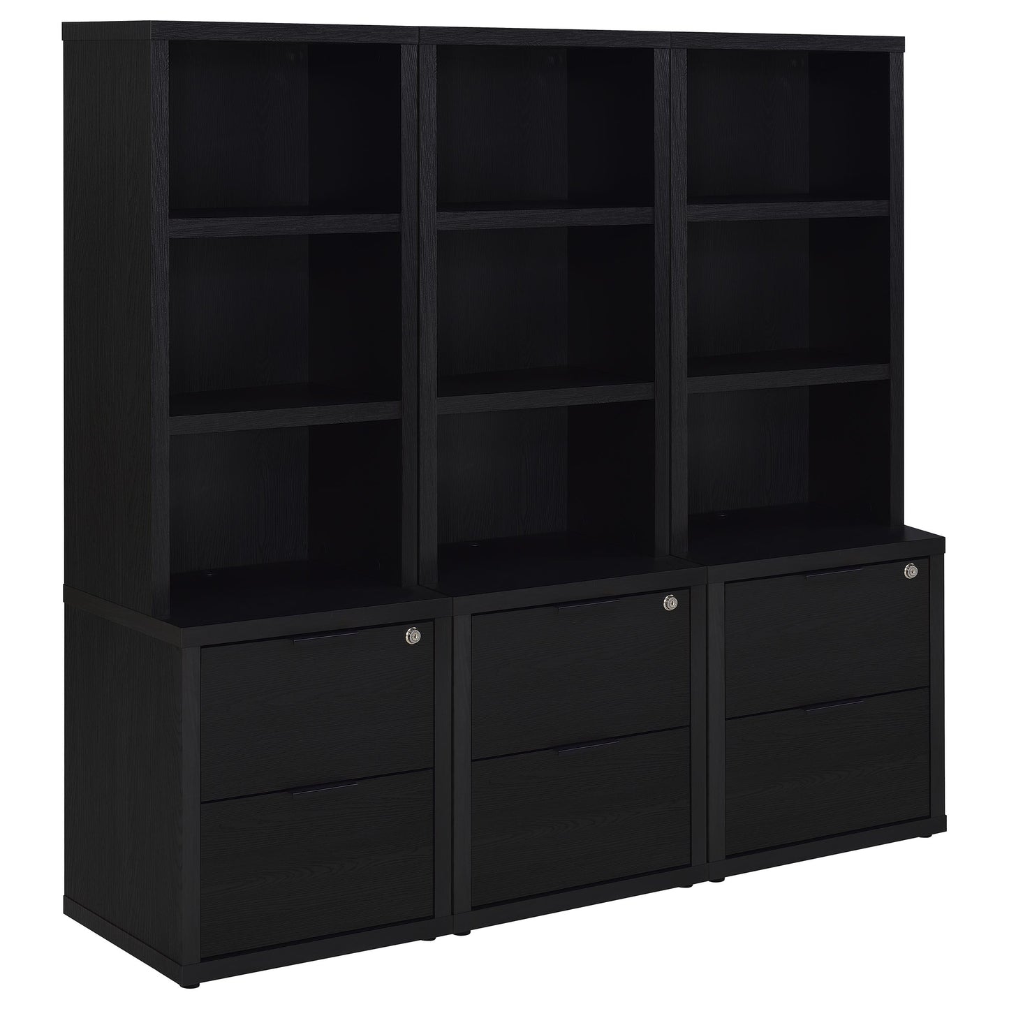 Coaster Westpark Black 3-piece bookcase wall set lifestyle view
