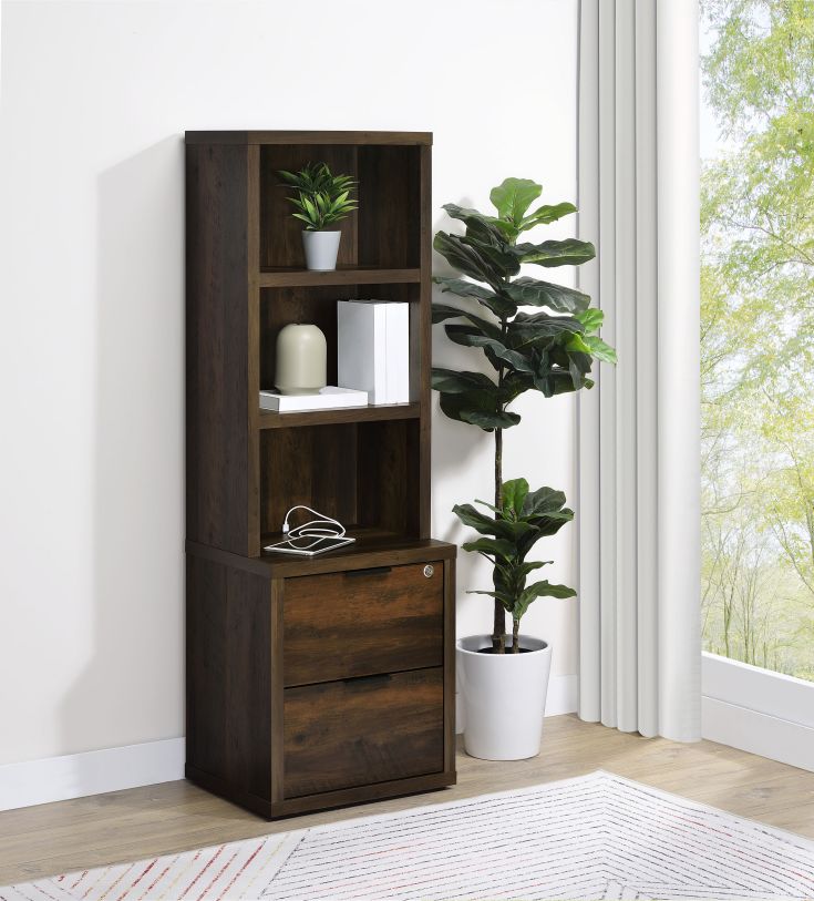 Coaster Westpark Dark Pine single bookcase lifestyle view