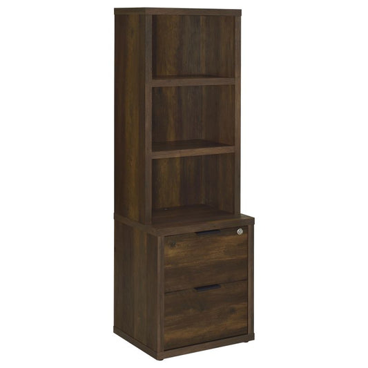 Coaster Westpark Dark Pine Bookcase with USB and Lockable Drawer - Single Bookcase