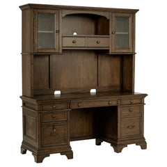 Traditional Burnished Oak Credenza Desk with Hutch | Hartshill Collection