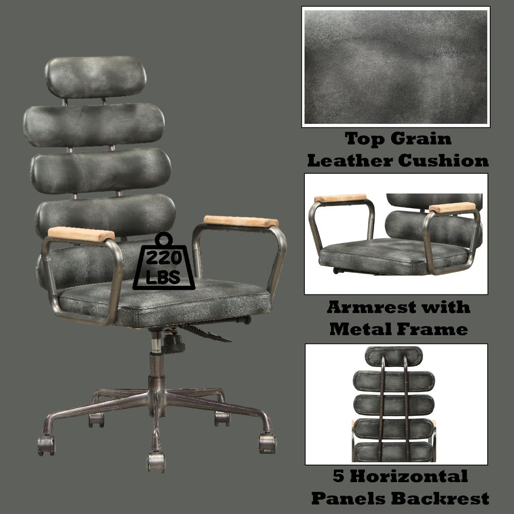 Calan Office Chair - Vintage Black Top Grain Leather - 92107 image 7