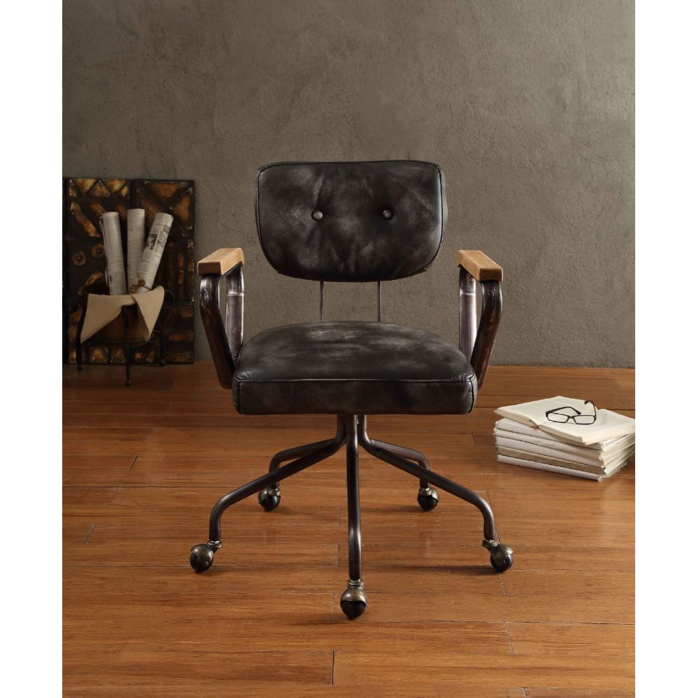 Hallie Office Chair - Vintage Black Top Grain Leather - 92411 image 2