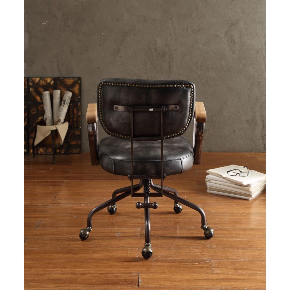 Hallie Office Chair - Vintage Black Top Grain Leather - 92411 image 3