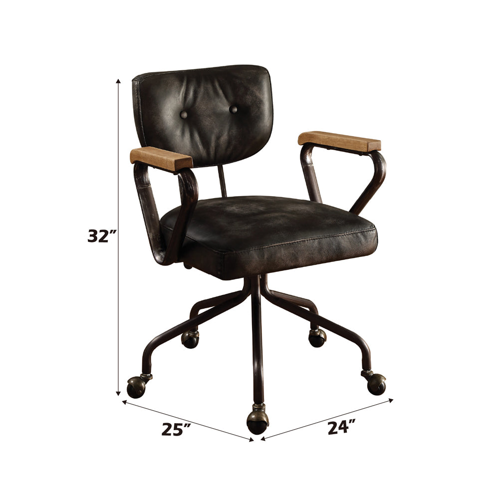 Hallie Office Chair - Vintage Black Top Grain Leather - 92411 image 6