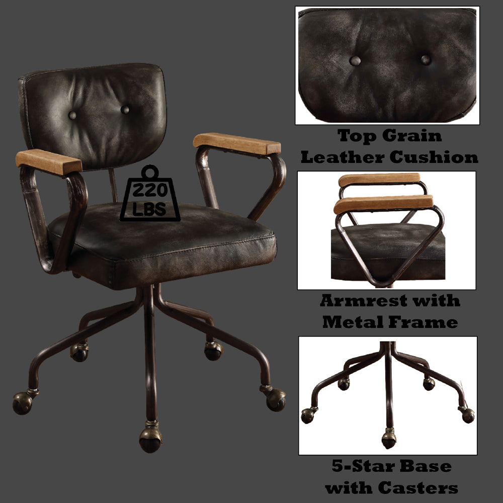 Hallie Office Chair - Vintage Black Top Grain Leather - 92411 image 7