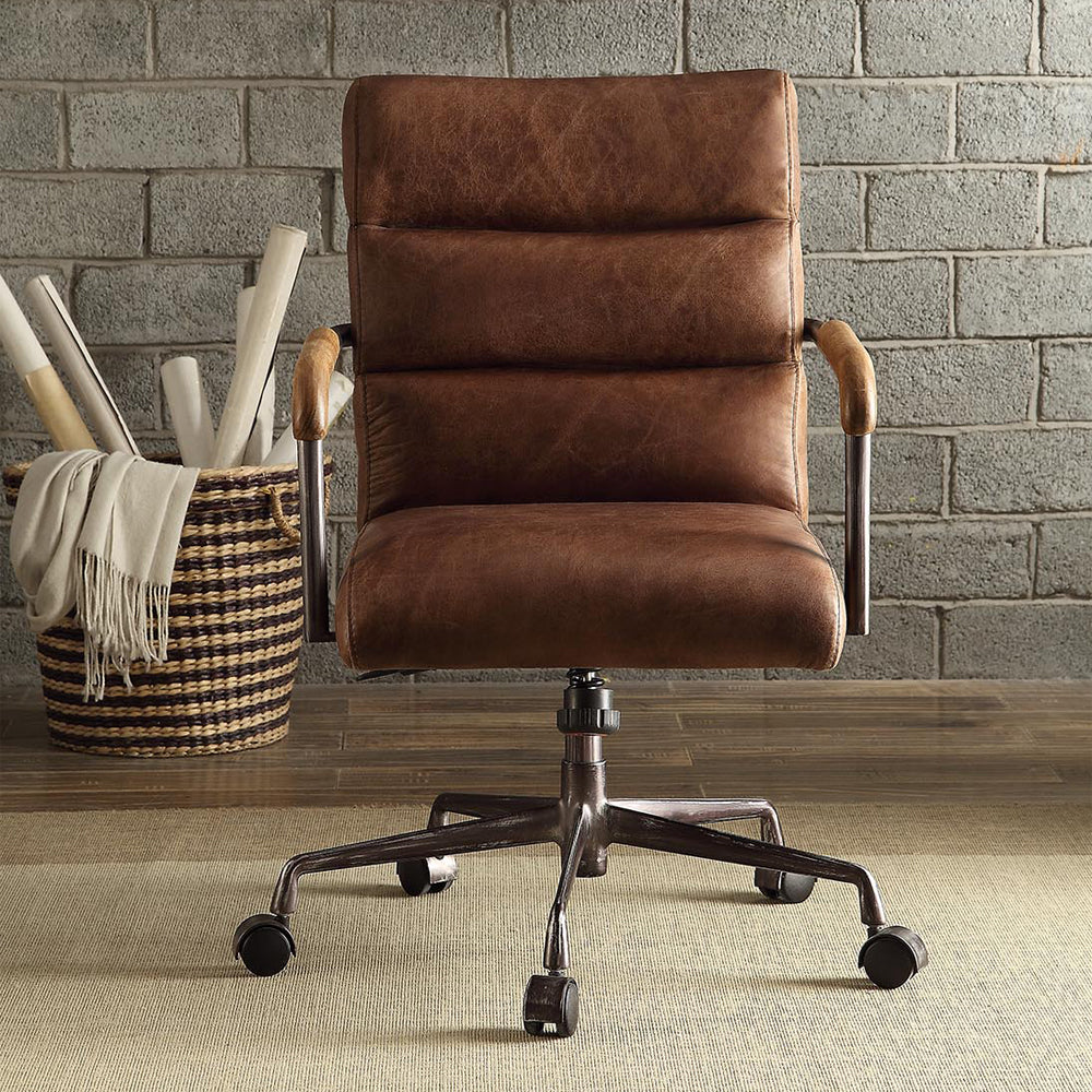 Harith Office Chair - Retro Brown Top Grain Leather - 92414 image 3