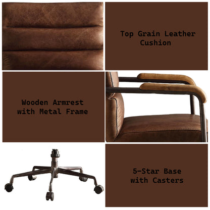 Harith Office Chair - Retro Brown Top Grain Leather - 92414 image 7