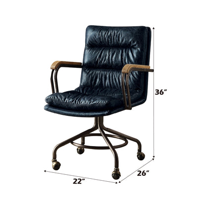 Harith II Office Chair - Vintage Blue Top Grain Leather - 92417 image 6