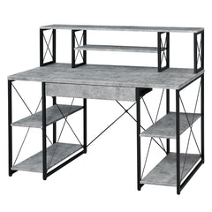 Amiel Writing Desk – Music Recording Studio Desk with Drawer, Open Shelving, and Metal Sled Base