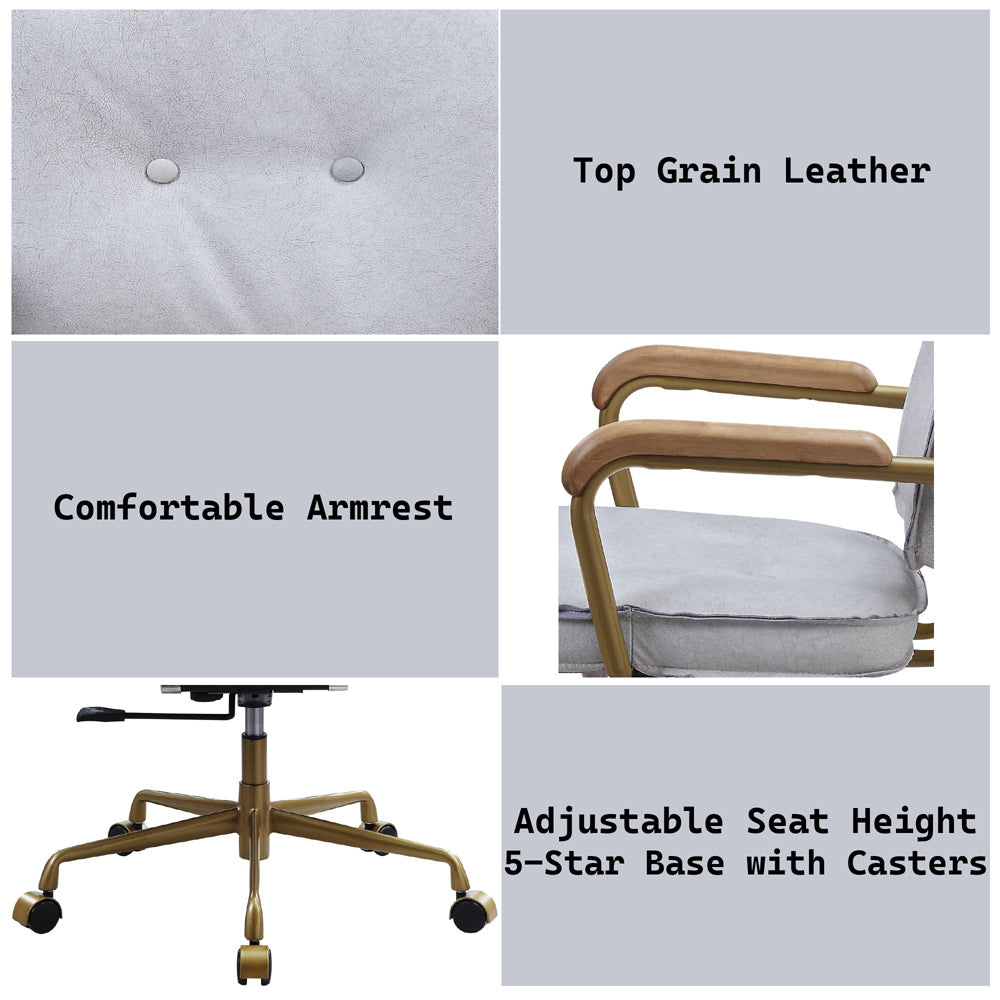 Eclarn Office Chair - Vintage White Top Grain Leather - 93172 image 11