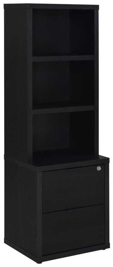 Coaster Westpark Black Bookcase with USB and Lockable Drawer - Single Bookcase