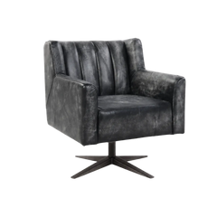 Brancaster Office Chair – Vintage Black Top Grain Leather Executive Chair with 4-Star Metal Base