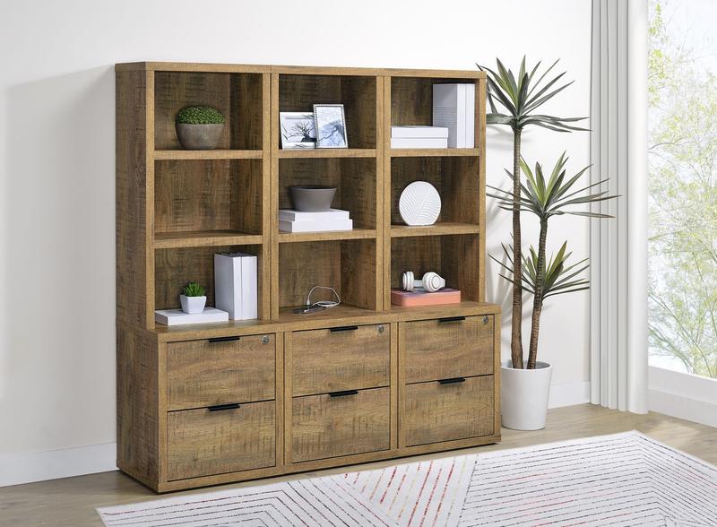 Coaster Westpark Mango Bookcase with USB and Lockable Drawer - 3-Piece Bookcase Wall Set