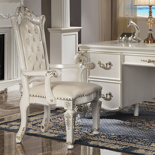 Vendome Executive Office Chair - Synthetic Leather & Antique Pearl Finish - OF01518