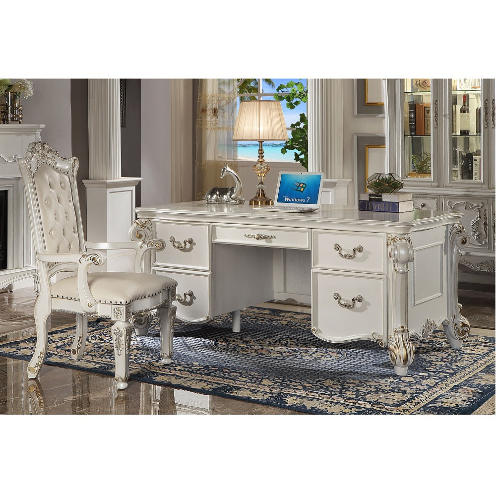 Vendome Executive Office Chair - Synthetic Leather & Antique Pearl Finish - OF01518 image 2