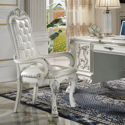 Dresden Executive Office Chair - Synthetic Leather & Bone White Finish - OF01716