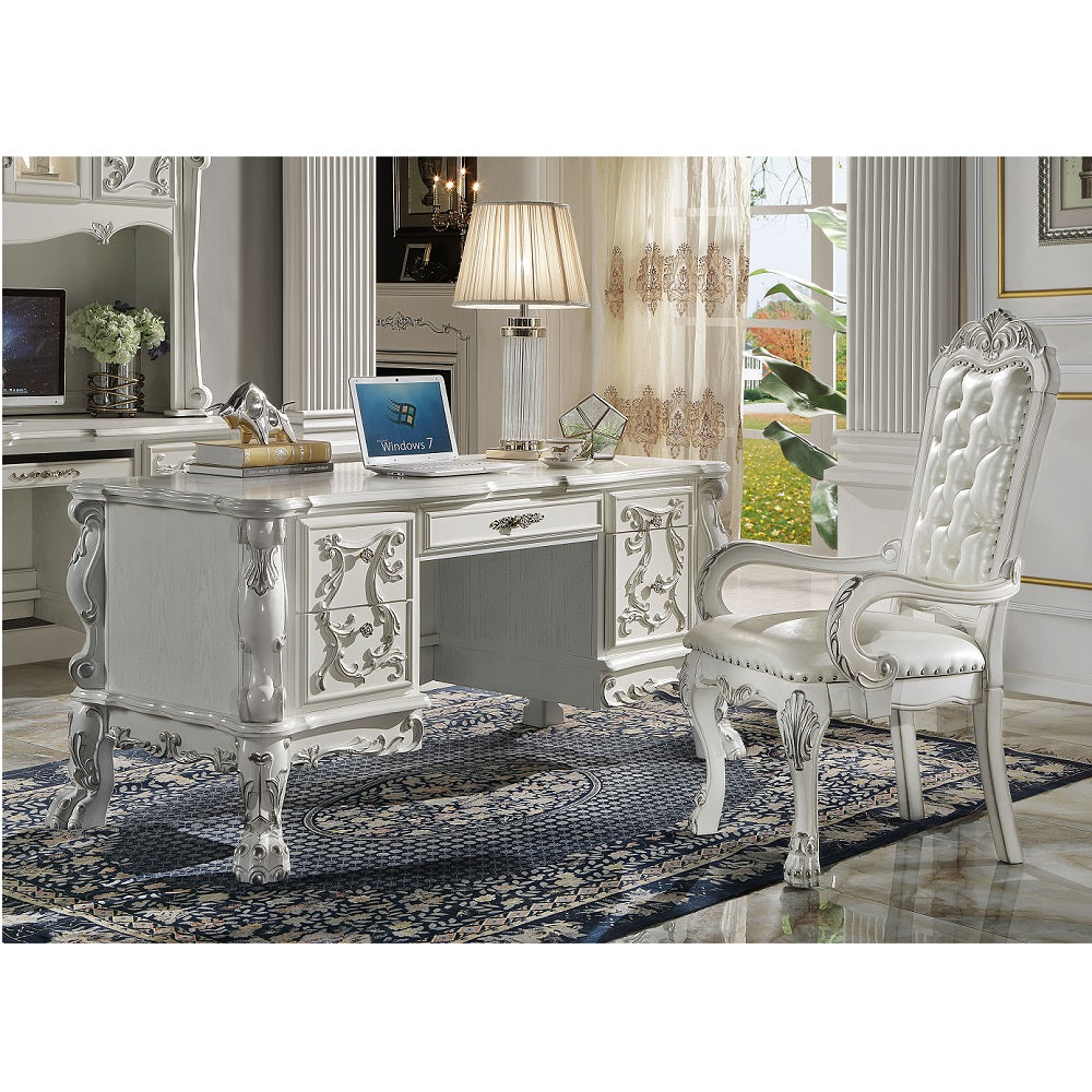 Dresden Executive Office Chair - Synthetic Leather & Bone White Finish - OF01716 image 2